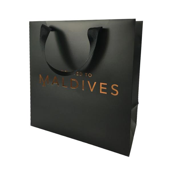 Matt black with bronze gold hot stamping foil logo paper bag